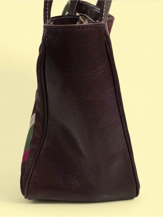 VINTAGE 2002 Kate Spade Westbury bag multicolored stripe with brown leather - Picture 6 of 8